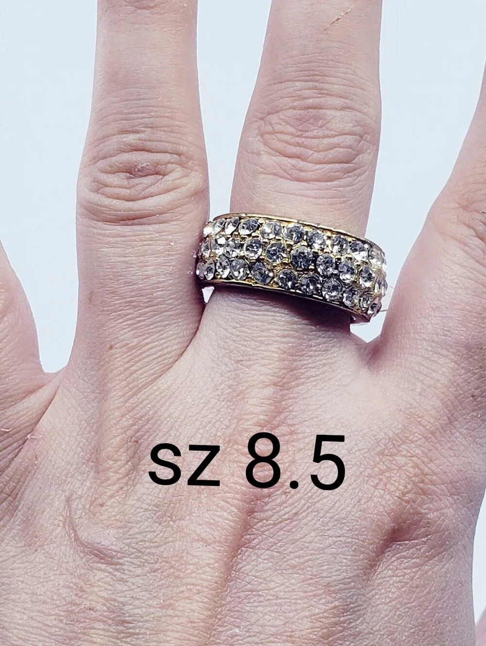NWT Crystal Pave Wide Band Ring in Gold Tone Electro Plated Sz 8.5